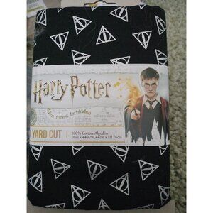 Harry Potter Deathly Hallows Black Silver Metallic 1 Yard Cotton Fabric 36 x 44